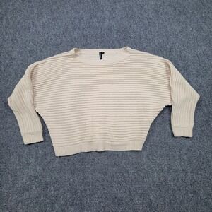 Moon & Madison Sweater Womens M Cream Beige Oversized‎ Ribbed Knit Pullover Cozy